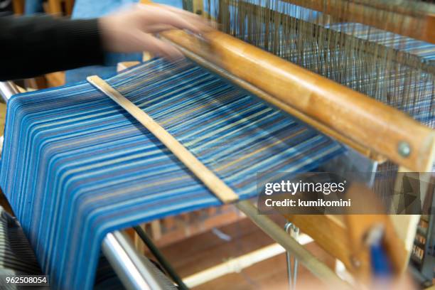 hand woven in kyoto, japan - woven fabric stock pictures, royalty-free photos & images