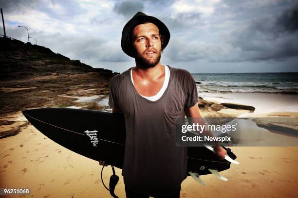 Joel Houston, of the rock band "Hillsong United" and son of the Hillsong Church founder and senior pastor Brian Houston is pictured on Maroubra Beach...