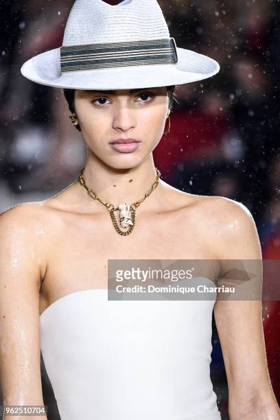 Model walks the runway during the Christian Dior Couture S/S19 Cruise Collection At Grandes Ecuries De Chantilly on May 25, 2018 in Chantilly, France.