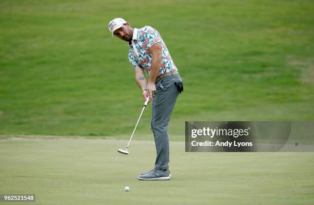 Jake Owen putts for birdie on the 6th hole during the second round of the Nashville Golf Open at the Nashville Golf and Athletic Club on May 25, 2018...