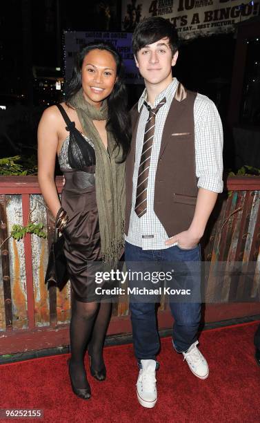 Actress Cassandra Hepburn and actor David Henrie arrive at the Artists For Peace And Justice and We.The.Children Project Benefit For Haiti at House...