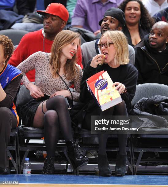 Liz Goldwyn and Chloe Sevigny attend the Toronto Raptors vs. New York Knicks game at Madison Square Garden on January 28, 2010 in New York City.