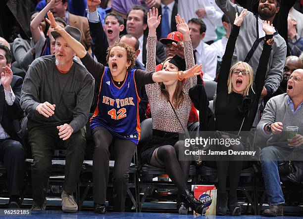 Matthew Modine, Cari Modine and Chloe Sevigny attend the Toronto Raptors vs. New York Knicks game at Madison Square Garden on January 28, 2010 in New...