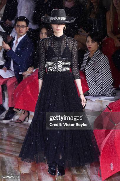 Model walks the runway during Christian Dior Couture S/S19 Cruise Collection show on May 25, 2018 in Chantilly, France.