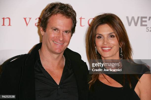 Rande Gerber and Cindy Crawford and arrive at "We're All Fans" GRAMMY T-Shirt Benefitting MusiCares at John Varvatos Store on January 28, 2010 in...