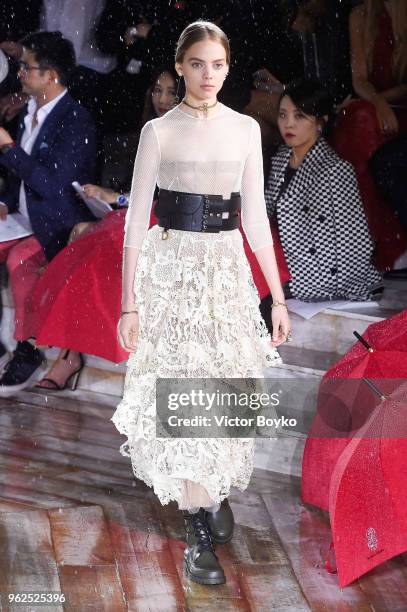 Model walks the runway during Christian Dior Couture S/S19 Cruise Collection show on May 25, 2018 in Chantilly, France.