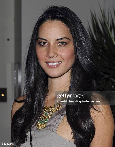 Olivia Munn arrives at the NY Times Style Magazine's Golden Globe Awards Cocktail at Chateau Marmont on January 15, 2010 in Los Angeles, California.