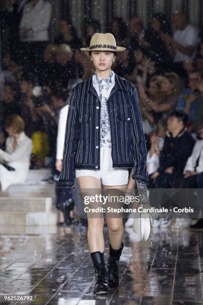 Model walks the runway during the Christian Dior Couture S/S19 Cruise Collection on May 25, 2018 in Chantilly, France.