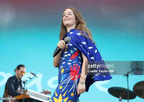 Maggie Rogers performs onstage during Day 1 of 2018 Boston Calling Music Festival at Harvard Athletic Complex on May 25, 2018 in Boston,...