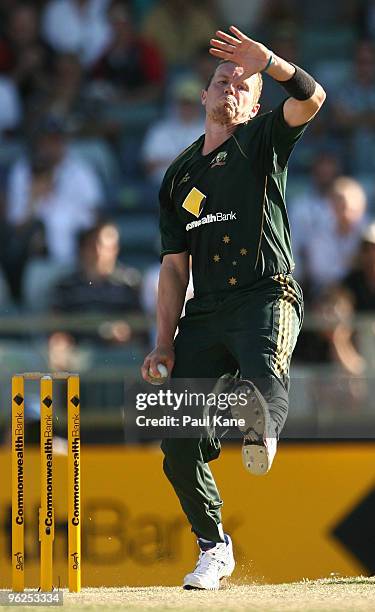 Peter Siddle of Australia bowls during the fourth One Day International match between Australia and Pakistan at WACA on January 29, 2010 in Perth,...