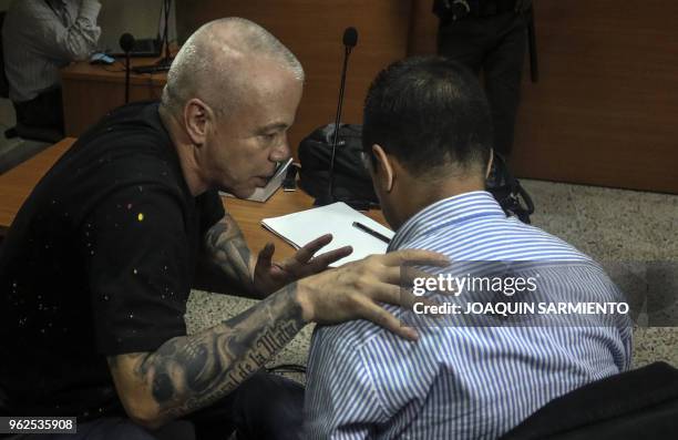 Jhon Jairo Velasquez , aka Popeye, Pablo Escobar's top hitman, is pictured at court after being captured in Medellin, on May 25, 2018.