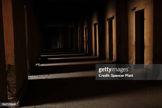 General view of the destroyed remains of the Darulaman Palace, or Royal Palace January 29, 2010 in Kabul, Afghanistan. The Darulaman Palace, which...