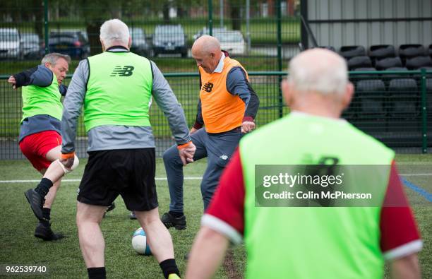 Former professional footballer Phil Neal taking part in a session of walking football at Anfield Sports and Community Centre in Liverpool. The...