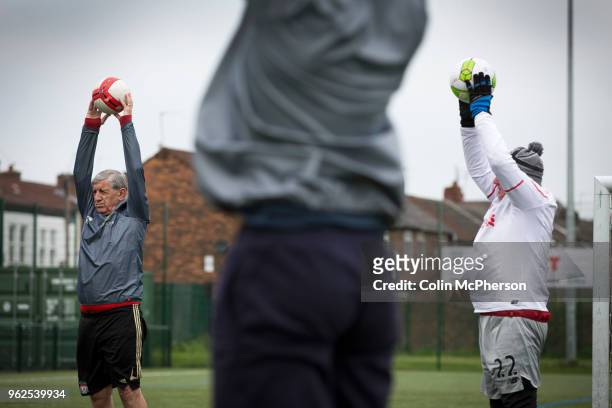 Participants taking part in a session of walking football at Anfield Sports and Community Centre in Liverpool. The initiative for men over the age of...