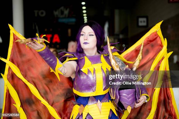 Cosplayer in character as NSpyro the Dragon on Day 1 of the MCM London Comic Con at The ExCel on May 25, 2018 in London, England.