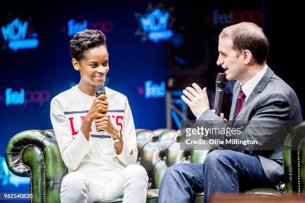 Letitia Wright in discussion about Black Panther, The Avengers and the wider Marvel Cinematic Universe on Day 1 of the MCM London Comic Con at The...
