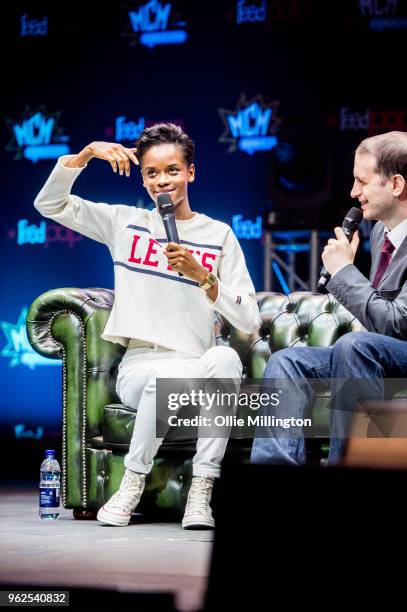 Letitia Wright in discussion about Black Panther, The Avengers and the wider Marvel Cinematic Universe on Day 1 of the MCM London Comic Con at The...