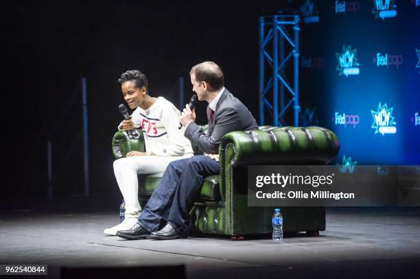 Letitia Wright in discussion about Black Panther, The Avengers and the wider Marvel Cinematic Universe on Day 1 of the MCM London Comic Con at The...