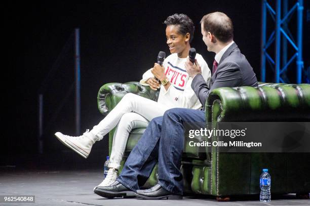 Letitia Wright in discussion about Black Panther, The Avengers and the wider Marvel Cinematic Universe on Day 1 of the MCM London Comic Con at The...