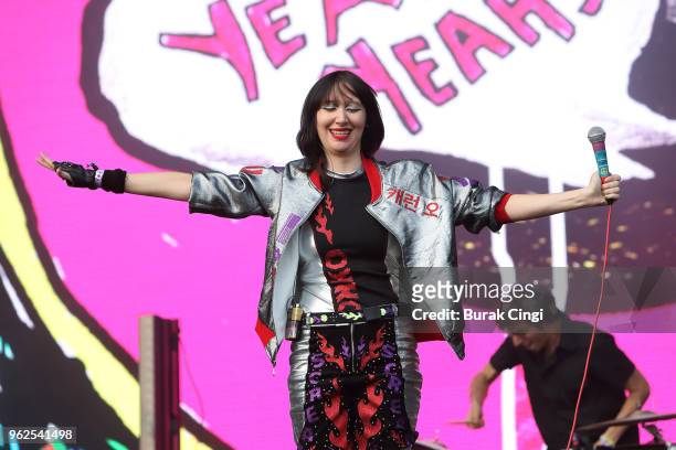 Karen O of Yeah Yeah Yeahs performs at All Points East Festival at Victoria Park on May 25, 2018 in London, England.