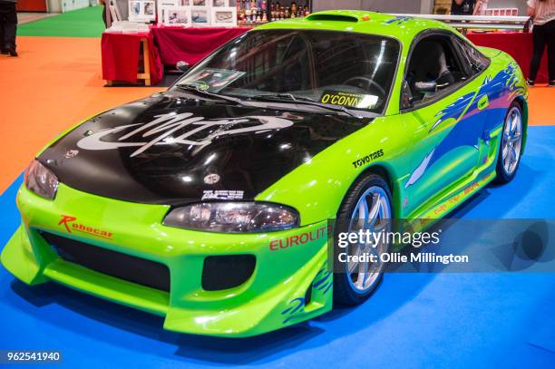 Mitsubishi Eclipse used onscren in The Fast and The Furious seen on Day 1 of the MCM London Comic Con at The ExCel on May 25, 2018 in London, England.