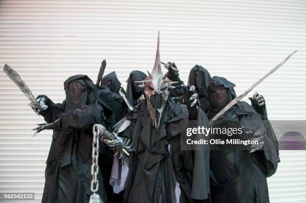Cosplayers in character as Nazgul from Tolkien's The Lord of the Rings on Day 1 of the MCM London Comic Con at The ExCel on May 25, 2018 in London,...