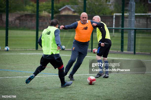 Former professional footballer Phil Neal taking part in a session of walking football at Anfield Sports and Community Centre in Liverpool. The...