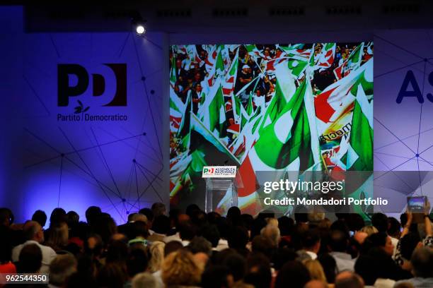 Italian politician Maurizio Martina speaks at Partito Democratico National Assembly. Rome, May 19th 2018