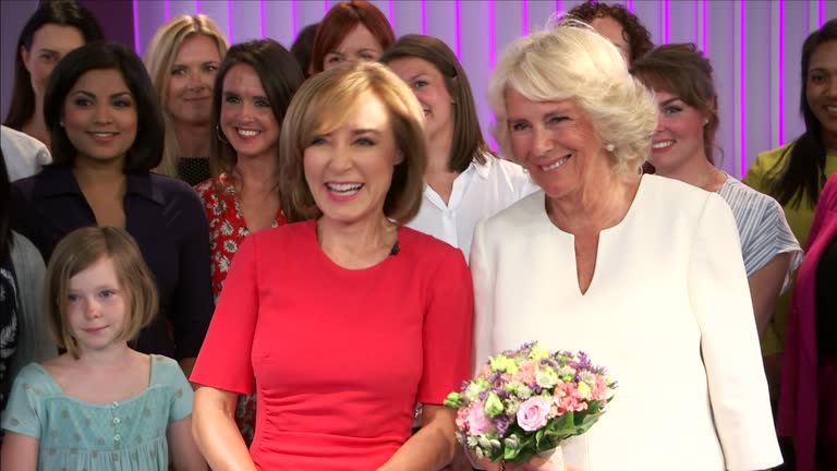 GBR: Camilla Duchess of Cornwall visits Channel 5 News in London