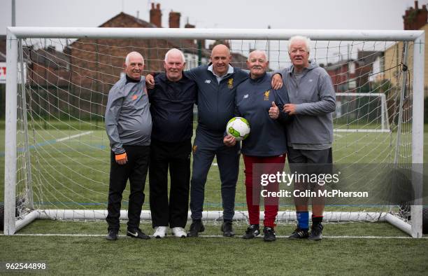 Former professional footballer Phil Neal taking part in a session of walking football at Anfield Sports and Community Centre in Liverpool. The...