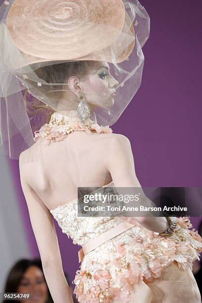 Model walks the runway at Christian Dior Haute-Couture show as part of the Paris Fashion Week Spring/Summer 2010 at Boutique Dior on January 25, 2010...