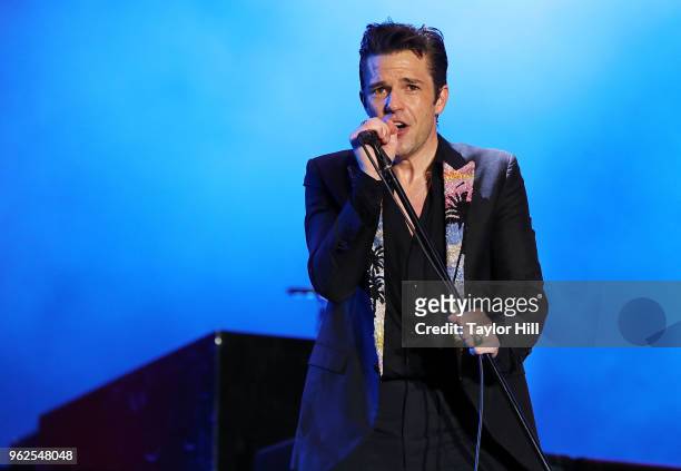 Brandon Flowers of The Killers performs onstage during Day 1 of 2018 Boston Calling Music Festival at Harvard Athletic Complex on May 25, 2018 in...