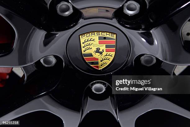 The Porsche logo is pictured during Porsche's annual general meeting on January 29, 2010 in Stuttgart, Germany. German luxury cars maker merging with...