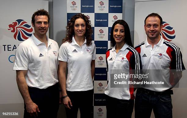 Adam Pengilly, Amy Williams, Shelley Rudman and Kristian Bromley pose for a picture during the announcement of the Team GB Skeleton Athletes who will...