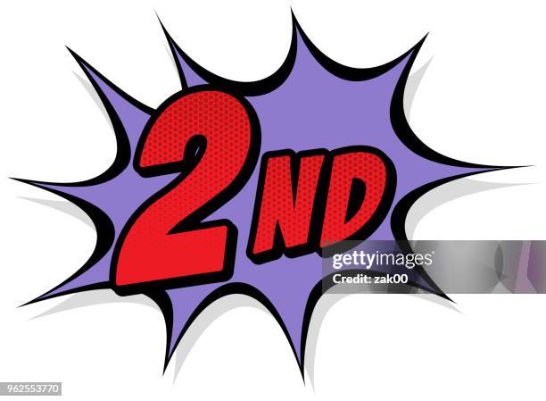 the second, retro poster, vector illustration - second place stock illustrations
