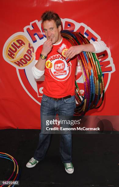 Ben Fogle attends photocall to launch Sports Relief's nationwide Hula Hoop Campaign at Leicester Square on January 29, 2010 in London, England.