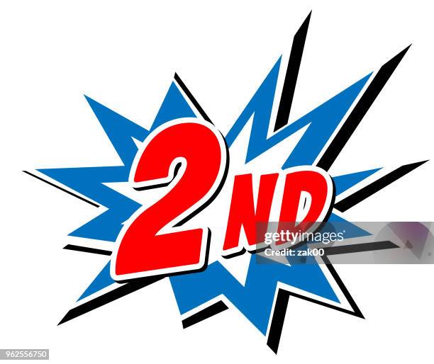 the second, retro poster, vector illustration - comic font stock illustrations