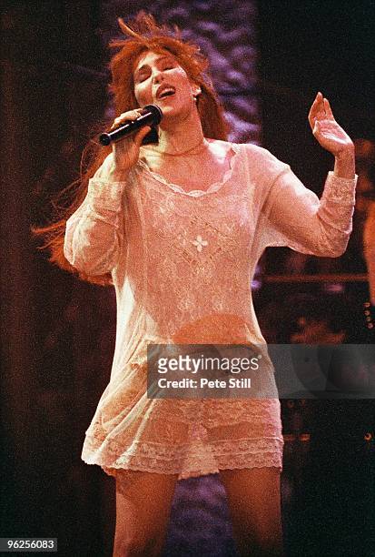 Cher performs on stage at Wembley Arena on her Love Hurts tour in May 7th, 1992 in London, United Kingdom.
