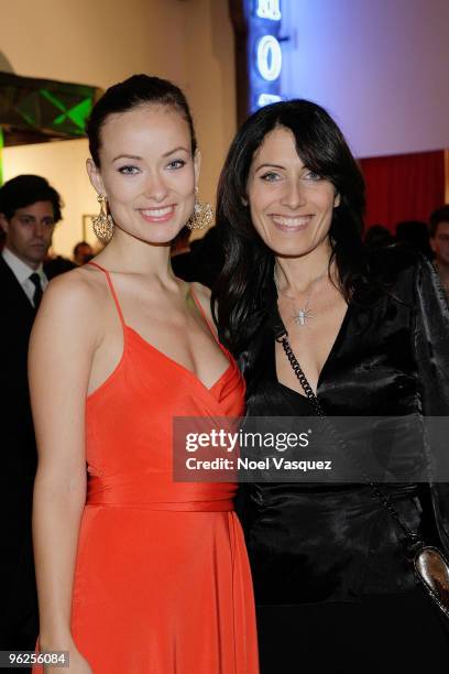 Olivia Wilde and Lisa Edelstein attend the Artists For Haiti Art Auction at Bergamot Station on January 28, 2010 in Santa Monica, California.