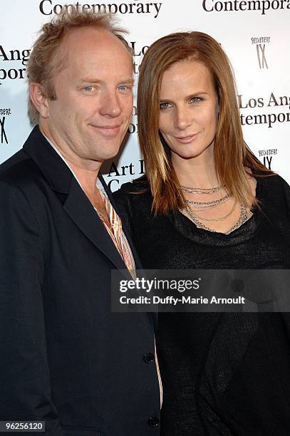 Andrew Taylor and Rachel Griffiths attend Opening Night of Art Los Angeles Contemporary at Pacific Design Center on January 28, 2010 in West...