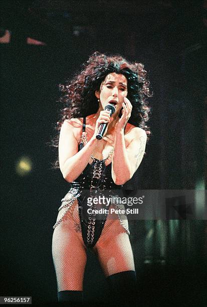 Cher performs on stage at Wembley Arena on her Love Hurts tour in May 7th, 1992 in London, United Kingdom.