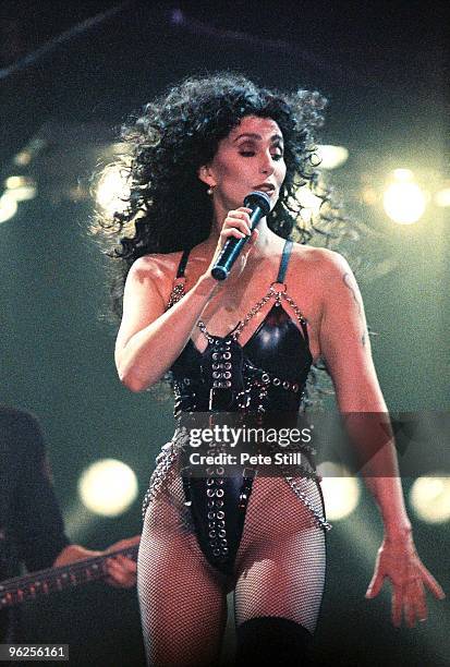 Cher performs on stage at Wembley Arena on her Love Hurts tour in May 7th, 1992 in London, United Kingdom.