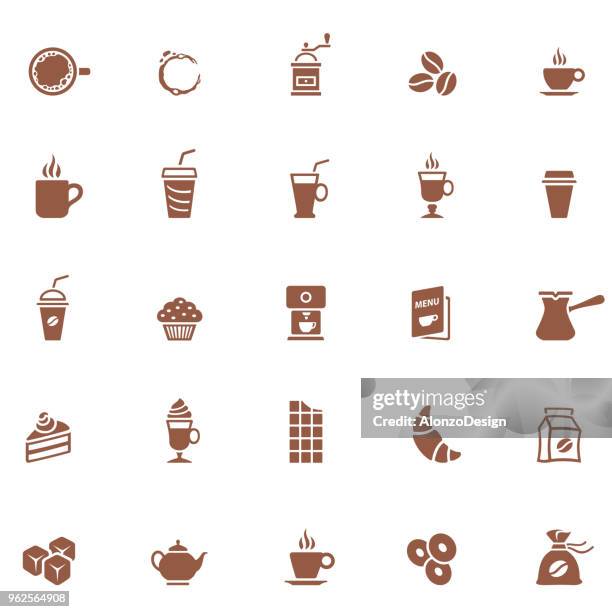 coffee shop icons - cafe stock illustrations
