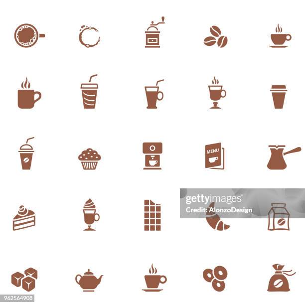 coffee shop icons - school-cafeteria stock illustrations