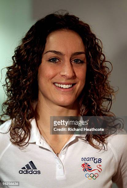 Amy Williams talks to the media during the announcement of the Team GB Skeleton Athletes who will compete at the Vancouver 2010 Winter Olympics in...