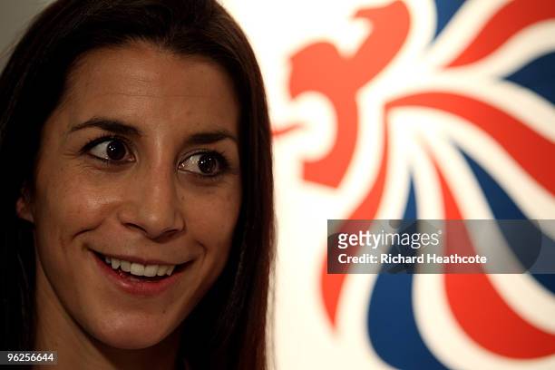 Shelley Rudman talks to the media during the announcement of the Team GB Skeleton Athletes who will compete at the Vancouver 2010 Winter Olympics in...