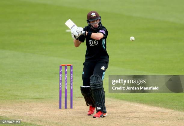 Ollie Pope of Surrey bats during the Royal London One-Day Cup match between Surrey and Gloucestershire at The Kia Oval on May 23, 2018 in London,...