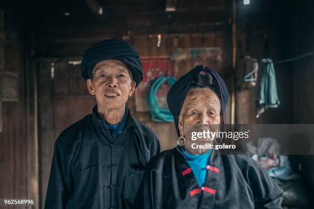 old minority chinese couple - yao tribe stock pictures, royalty-free photos & images