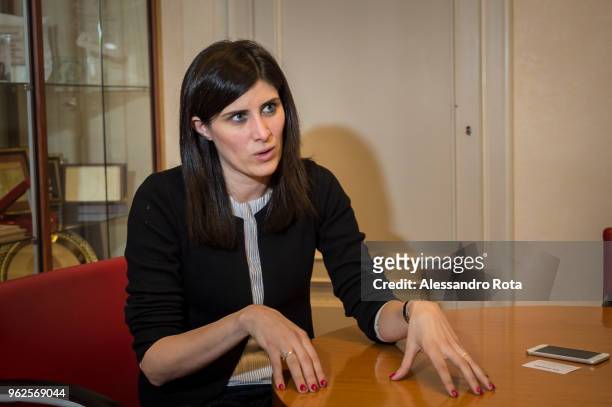 Mayor of Turin Chiara Appendino speaks during an interview on February 21, 2018 in Turin,Italy