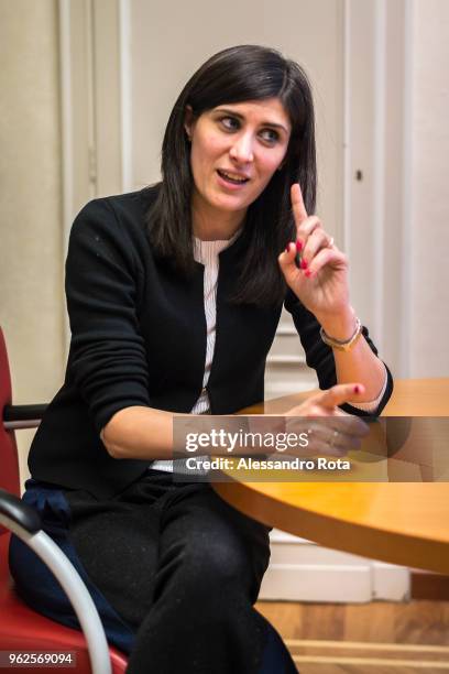 Mayor Chiara Appendino speaks during an interview on February 21, 2018 in Turin,Italy